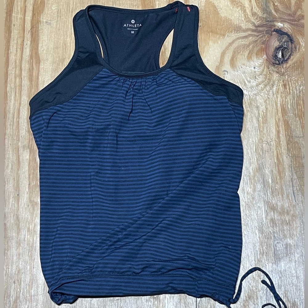 Athleta Racerback Tank with Built in Bra adult m blue black @B4
